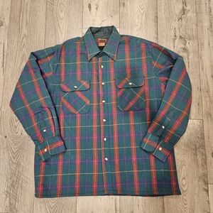 Vintage 90s High Sierra Green And Red Long Sleeve Gunge Wool Mix Shacket Mens L